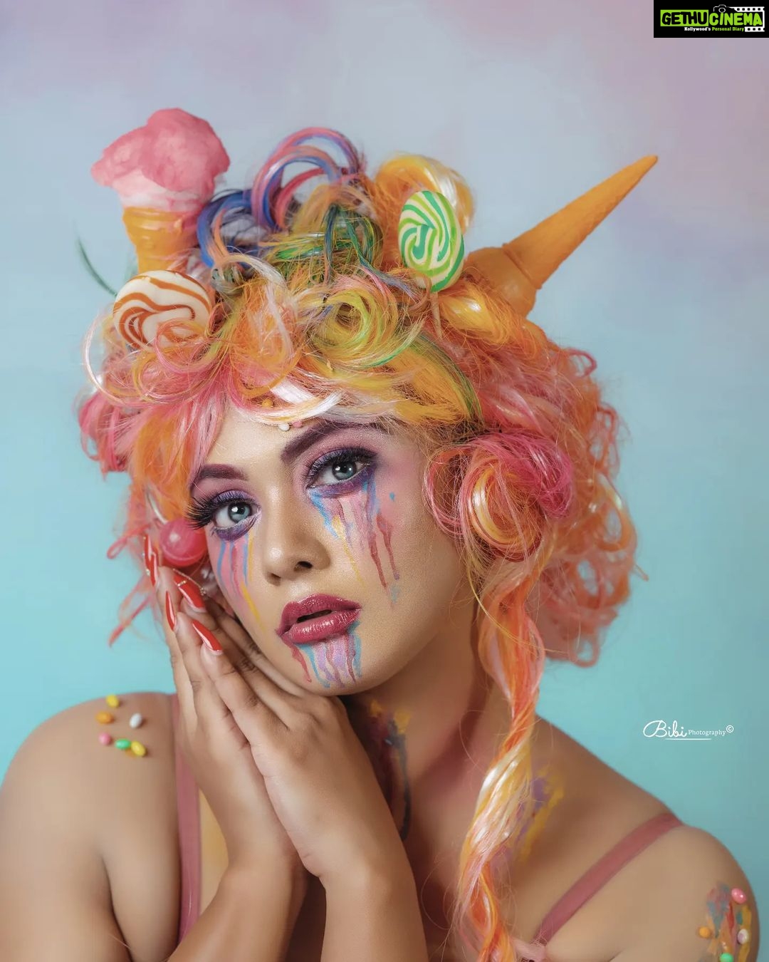 Vindhuja Vikraman Instagram - C A N D Y G I R L Candy - Coated dreams 🍭 Conceptual photoshoot In frame @vindhujavikraman_official Photography & concept @_bibi_photography Makeup & Hairstylist @eternalmakeovers Nails @dartistry.in Retouch @ken_photography_lek Assist - @maje_esh Location - @vanitha_thozhil Inspried by Laura Dark Thank you everyone ! #CandyGirl #SweetTreats #SugarHigh #Candyland #DessertQueen #SweetsForDays #CandyCrush #fashionphotography #dreamy #photoshoot #fashionshoot #fashionmodel #modeling #modelswanted #creativephotography #editorialphotography #beautyshoot #highfashion #eternalmakeovers #vindhujavikraman #alluradst #eyedotstudio #bibiphotography Trivandrum, India