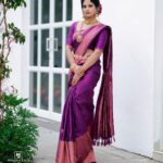 Vindhuja Vikraman Instagram - Bride 💜 Pic @mojo_click 📸 Mua @karthika.nitheesh 💄 Jewellery @orangebeautycollection2022 💍 Saree @karthika.nitheesh Blouse Designed @ajithalavender 👗 Flower @blackgold_designingstudio 🌸 Nails @dartistry.in 💅 Location @avoki_resorts AVOKI Resorts