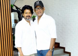 Vishal Instagram - Happy to have met my dearest Brother & Hero @actorvijay Thank you so much for watching my teaser…. Always proud to be your fan, GB