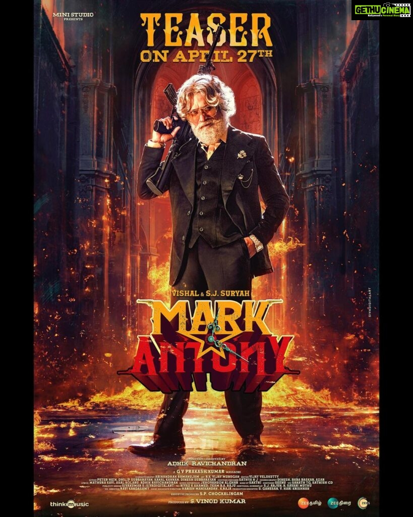 Vishal Instagram - Here we go, the most awaited #MarkAntonyTeaser will be out on April 27 #MarkAntony #MarkAntonyComingSoon @iam_sjsuryah @adhikravi @mini.studio_official @gvprakash