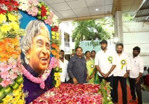 Vishal Instagram - On behalf of #APJAbdulKalam Ayya’s remembrance anniversary we planted saplings in Annai Velankanni College and also felt elated and happy to introduce a device invented by a young boy, Vijay Varma which is usable for Farmers to evade animals eating the crops and entering their fields. Nice to see budding talents doing something for farmers and not MNCs.  Appreciate his effort and idea.  Much needed for our society to acknowledge farmers by the youth.  Hats off. GB