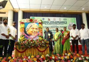 Vishal Instagram - On behalf of #APJAbdulKalam Ayya’s remembrance anniversary we planted saplings in Annai Velankanni College and also felt elated and happy to introduce a device invented by a young boy, Vijay Varma which is usable for Farmers to evade animals eating the crops and entering their fields. Nice to see budding talents doing something for farmers and not MNCs.  Appreciate his effort and idea.  Much needed for our society to acknowledge farmers by the youth.  Hats off. GB