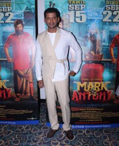 Vishal Instagram - @ Mumbai for the trailer launch of #MarkAntonyHindi, Hoping for the same response here too, God Bless 

Much thanks to @reliance.entertainment, @pvrpictures , @brightoutdoormedia & others for your invaluable support, GB

#MarkAntony 
#WorldOfMarkAntony
#MarkAntonyFromSep15

Styling - THE MS LABEL
Hair styling - Lakshman
Make up - Nandu