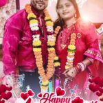 Yamini Singh Instagram - ये बंधन ऐसे ही सदा सदा के लिये बना रहे , आप दोनों ऐसे ही सियाराम के जैसे हमेशा साथ रहें यही कान्हा जी से दुआ माँगती हूँ । शादी की सालगिरा मुबारक हो @khesari_yadav sir 🖤 and chanda ma’am ❤️ #teamkhesari