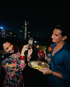 Yuvika Chaudhary Instagram - Happy karva chauth baby my lil princess @yuvikachaudhary I love u
We both Styled by @the_wardrobestudio @preetikaamit