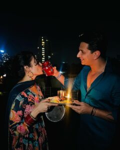 Yuvika Chaudhary Instagram - Happy karva chauth baby my lil princess @yuvikachaudhary I love u We both Styled by @the_wardrobestudio @preetikaamit