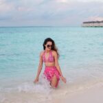 Aakriti Rana Instagram - May all your blues be the ocean and the sky ❤️ Maldives is so beautiful and it’s the perfect place to come and relax. Stay at a beautiful resort and get away from all the stress! Although I am sure if Rohan was here, we probably would have been diving with the sharks and not chilling like Shaurya and I are 😂 Location: @movenpickkuredhivarumaldives Outfit: Loving this swimwear set from @limerickofficial #aakritirana #maldives #travelblogger #indiantravelblogger #beachlife #fashion #beachwear #collab #sunset #sunsetphotography