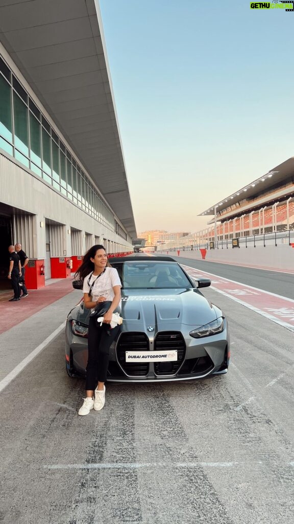 Aakriti Rana Instagram - Watch till the end for @aditya_rana’s reaction 🤣 I booked his flight just to make him jealous 🤣😈 Had an absolutely thrilling experience at @dubaiautodrome yesterday! Drove a @bmw M4 Competition on the track and touched 210km/hr 😀 If you are ever in Dubai, you really need to do this! Next time I’ll drive the Ferrari 🔥 #aakritirana #siblings #circuit #bmw #bmwm4 #collab #bmwm4competition #racetrack #drivingexperience #supercars #dubaiautodrome #traveblogger #carlifestyle #dubai #dubailife Dubai Autodrome Circuit