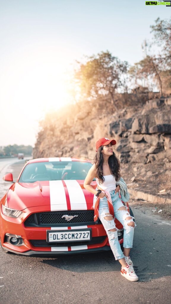 Aakriti Rana Instagram - Sorry Pune, it was heartbreaking to watch mustang jump everywhere on your roads! We are ready for you Delhi ❤️ If you’re a part of any supercar group in Delhi then let me know 😀😀 What city do you think is the best to keep supercars/ muscle cars? Comment below! #aakritirana #mustang #travelblogger #carenthusiast #musclecar #goodbyes #reelsindia #fordmustang #mustanggt