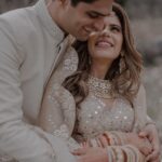 Aakriti Rana Instagram - #AakritiGetsAnchored 🥰 Under the beautiful open blue sky, amidst the mountains, surrounded by our friends and family, I walked with my brightest smile towards the moment we dreamed about together. Photography: @believecollective Our Outfits: @abhinavmishra_ Jewellery: @paisleypopshop Makeup and hair: @priyankaguptamakeupartist #aakritiandrohan #wedding #manali #happilyeverafter #mountainwedding #indianwedding #weddingphotography Manali, Himachal Pradesh