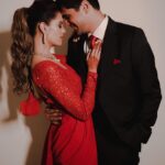 Aakriti Rana Instagram - Mr. And Mrs. ❤️ We had a get together after the wedding in Manali and enjoyed a wonderful dinner together. Wore this beautiful customised slit saree from @shauryasanadhyalabel styled with a diamond jewellery piece my mom kept for me. Thank you for this @shauryasanadhya ❤️ 📸 @believecollective Makeup and hair @priyankaguptamakeupartist #aakritiandrohan #aakritigetsanchored #newlyweds #mrandmrs #couplephotography #indianwedding #saree #indianwear Manali, Himachal Pradesh