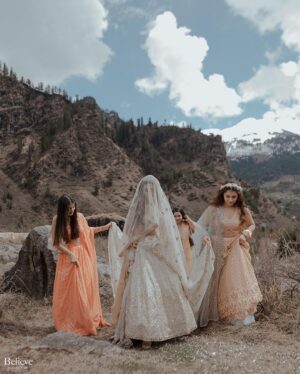 Aakriti Rana Instagram - #AakritiGetsAnchored 🥰
Under the beautiful open blue sky, amidst the mountains, surrounded by our friends and family, I walked with my brightest smile towards the moment we dreamed about together. 

Photography: @believecollective 
Our Outfits: @abhinavmishra_ 
Jewellery: @paisleypopshop 
Makeup and hair: @priyankaguptamakeupartist 

#aakritiandrohan #wedding #manali #happilyeverafter #mountainwedding #indianwedding #weddingphotography