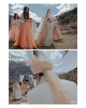 Aakriti Rana Instagram - #AakritiGetsAnchored 🥰
Under the beautiful open blue sky, amidst the mountains, surrounded by our friends and family, I walked with my brightest smile towards the moment we dreamed about together. 

Photography: @believecollective 
Our Outfits: @abhinavmishra_ 
Jewellery: @paisleypopshop 
Makeup and hair: @priyankaguptamakeupartist 

#aakritiandrohan #wedding #manali #happilyeverafter #mountainwedding #indianwedding #weddingphotography