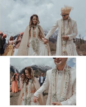 Aakriti Rana Instagram - #AakritiGetsAnchored 🥰
Under the beautiful open blue sky, amidst the mountains, surrounded by our friends and family, I walked with my brightest smile towards the moment we dreamed about together. 

Photography: @believecollective 
Our Outfits: @abhinavmishra_ 
Jewellery: @paisleypopshop 
Makeup and hair: @priyankaguptamakeupartist 

#aakritiandrohan #wedding #manali #happilyeverafter #mountainwedding #indianwedding #weddingphotography