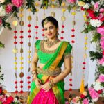 Aarthi Subash Instagram – 💚
.
#wedding #weddingoutfit #halfsaree #greenandpink #aarthisubash Somvarpet