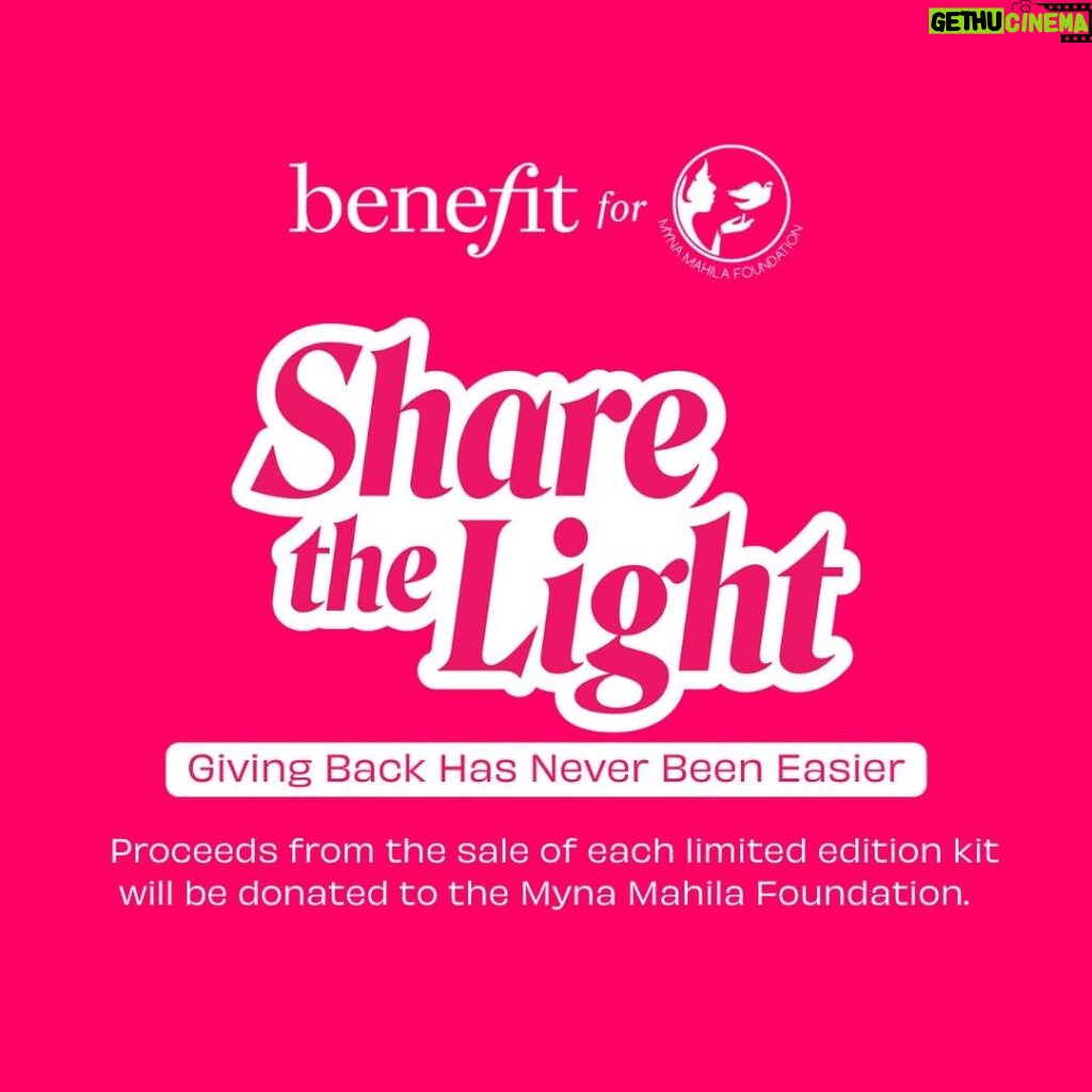 Aashna Shroff Instagram - The wait is over! Join us to #ShareTheLight ✨ 💖We believe feeling good is ALWAYS a good look. 💅 So if we’re ever asked, “Does beauty run deeper than the surface?” we pink out loud and exclaim yesss! 💞 And now, we're taking this philosophy beyond the beauty counter. For this, we’ve teamed up with @aashnashroff , to support the Myna Mahila Foundation. Fun fact: It’s our first-ever India-exclusive philanthropic festive campaign! @mynamahila is an Indian organization founded in 2015. Their mission is to empower women in urban slums to speak up, like the chatty Myna bird. For this initiative, we’ve created 3 exclusive bestseller savings kits for @sephora_india , @mynykaa, and @tirabeauty . These include bestsellers like the Benetint, BADgal Bang! Mascara, Precisely My Brow pencil, and the POREfessional primer, to name a few. Proceeds from the sales of each kit will be donated to the Myna Mahila Foundation; because the festive season has always been about giving back and sharing the light ✨ #BenefitIndia #ShareTheLight
