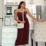 Aashna Shroff Instagram - a little easy weekend GRWM 🤎 bag #GucciHorsebit1955 earrings & sandals @gucci watch @cartier dress @zara lipstick @smashboxindia Gulabae + @hudabeauty Crush