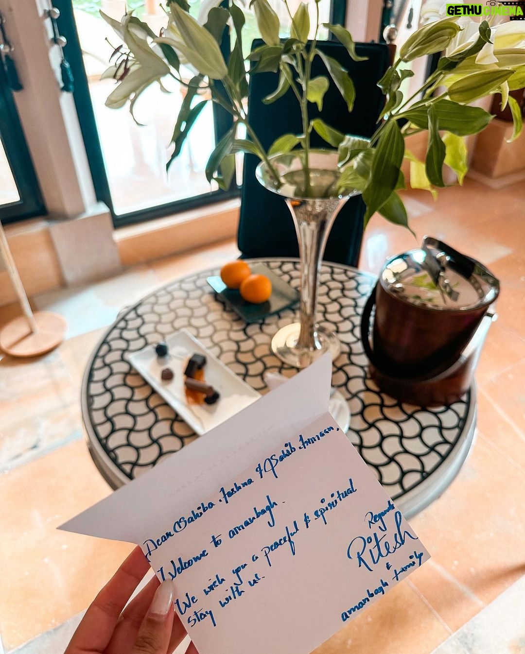 Aashna Shroff Instagram - In the words of @amanbagh, Sahiba Aashna welcomes you to her beautiful room for the next 3 days π€ wearing @nikasha_official #Amanbagh #TheSpiritOfAman #AmanWellness #AmanFoodie #AmanAdventure #hosted