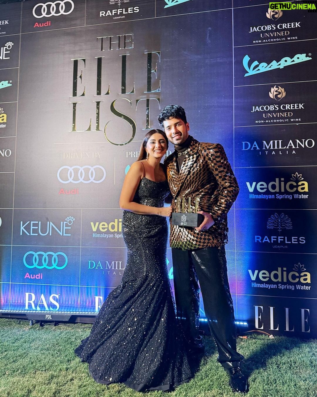 Aashna Shroff Instagram - For #TheElleList night, where I bagged a winner 😉 always proud of you and all that you do @armaanmalik 🖤 Styled by @malvika_tater Wearing @rohitgandhirahulkhanna Jewellery @anayah_jewellery Shot by @assd_khan
