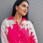 Aastha Chaudhary Instagram - Sunday mood 🌸💖 #pinkday #sundayvibes Wearing- @haus.of.handmade 😍 #madeinindia #madewithlove #embroidery #lacework #customshirts #ootd #indianfashion #modestfashion #hausofhandmade #aasthachaudhary #collaborationindia India