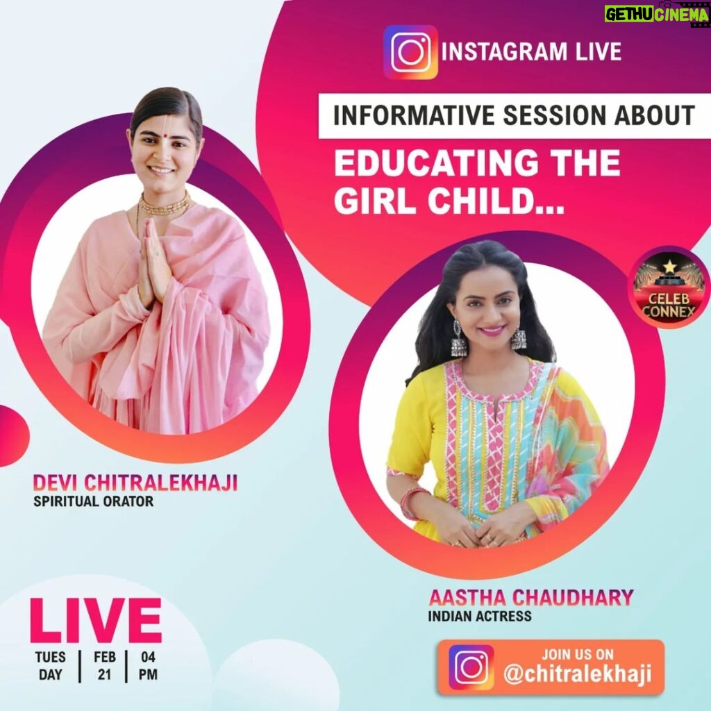 Aastha Chaudhary Instagram - Join us today at 4pm #girlchildeducation #devichitralekhaji #gausevadham #aasthachaudhary @celeb.connex.official @gausevadham_hospital @captain.vineet