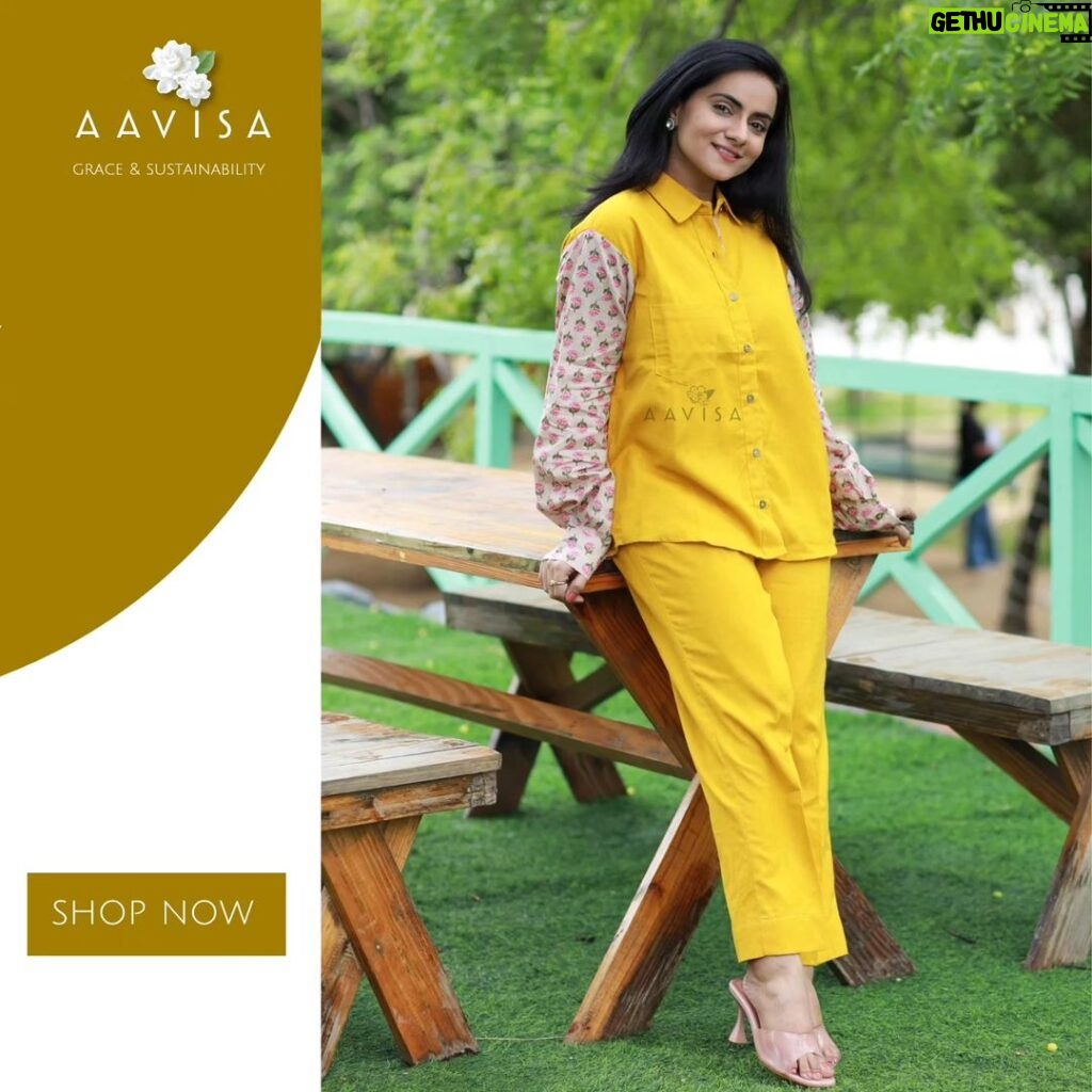 Aastha Chaudhary Instagram - Sunshine state of mind ☀️ Embrace the radiant energy of yellow with our cotton co-ord set, designed to brighten up your style and your day 💛 ♻️ Price - 1999 INR Size - xs to xl Shipping worldwide 🌏 Dm to order #aavisa #sustainableclothing #cotton #yellowoutfit #madeinindia #modestfashion