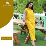 Aastha Chaudhary Instagram – Sunshine state of mind ☀️ 
Embrace the radiant energy of yellow with our cotton  co-ord set, designed to brighten up your style and your day 💛 ♻️

Price – 1999 INR
Size – xs to xl 
Shipping worldwide 🌏

Dm to order 

#aavisa #sustainableclothing #cotton #yellowoutfit #madeinindia #modestfashion