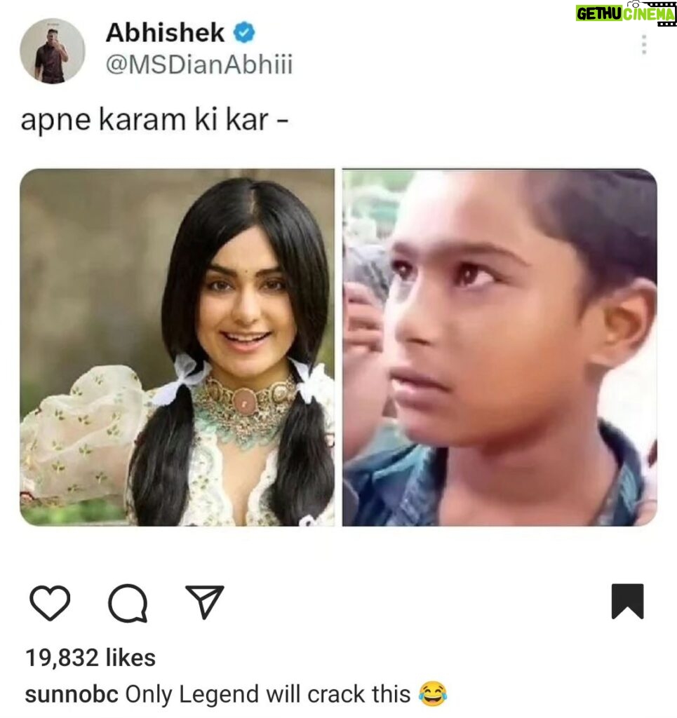 Adah Sharma Instagram - Get it? 🤣 Planning to make my insta a meme page 😈