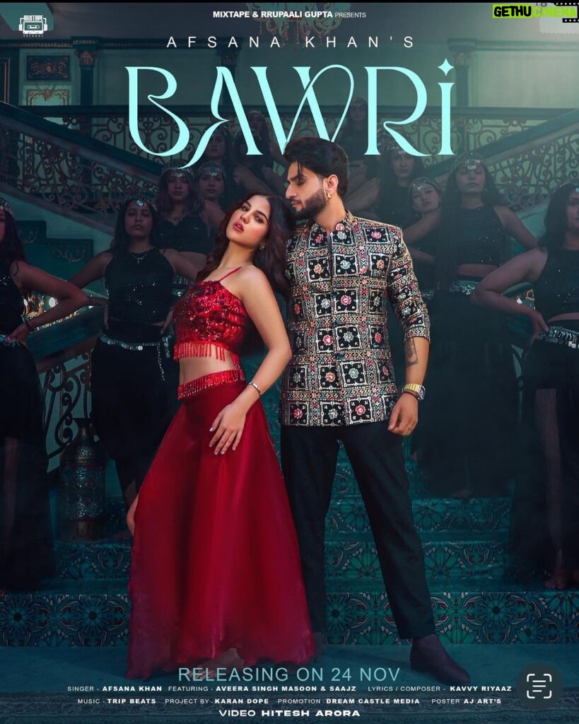 Afsana Khan Instagram - My most most Favourite song #bawri Finally Releasing on 24 November ❤️ #bawri @itsafsanakhan @saajzofficial @aveera.singh.masoon @kavvy_riyaaz @beatsbytrip @ihitesh1 @rrupaali8877 @karan.dope @mix_tape_records @fridayrussh Chandigarh, India