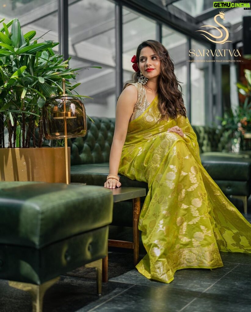 Aishwarya Dutta Instagram - 💛💛💛💛💛💛💛 🦋🦋🦋🦋🦋🦋🦋 Aishwarya dutta collaboration @sarvatva.chennai, a fresh and exciting hand-picked saree and salwar brand, has just launched and is already making waves in the fashion industry. With its exclusive range of handloom sarees and exquisite salwars, it’s taking the saree game to a whole new level. These fabrics are not just trendy but also one-of-a-kind and original, with a perfect blend of tradition and trend. Each saree is crafted with intricate details and a luxurious touch, made by skilled artisans who have honed their craft over generations. From bold, vibrant hues to subtle, understated elegance, Sarvatava has something for everyone. Whether you're looking for a saree for a special occasion or just want to add some glamour to your everyday wardrobe, they have got you covered. What makes me love them even more is that with every purchase, you're not only acquiring a beautiful piece of fabric but also supporting a community of women weavers and their entrepreneurial aspirations. So why settle for ordinary when you can have extraordinary? Embrace the beauty and grace of our traditional clothing with Sarvatava, and experience the magic of a saree like never before. Visit their profile to check out their amazing collection of sarees and DM them your order! @sarvatva.chennai