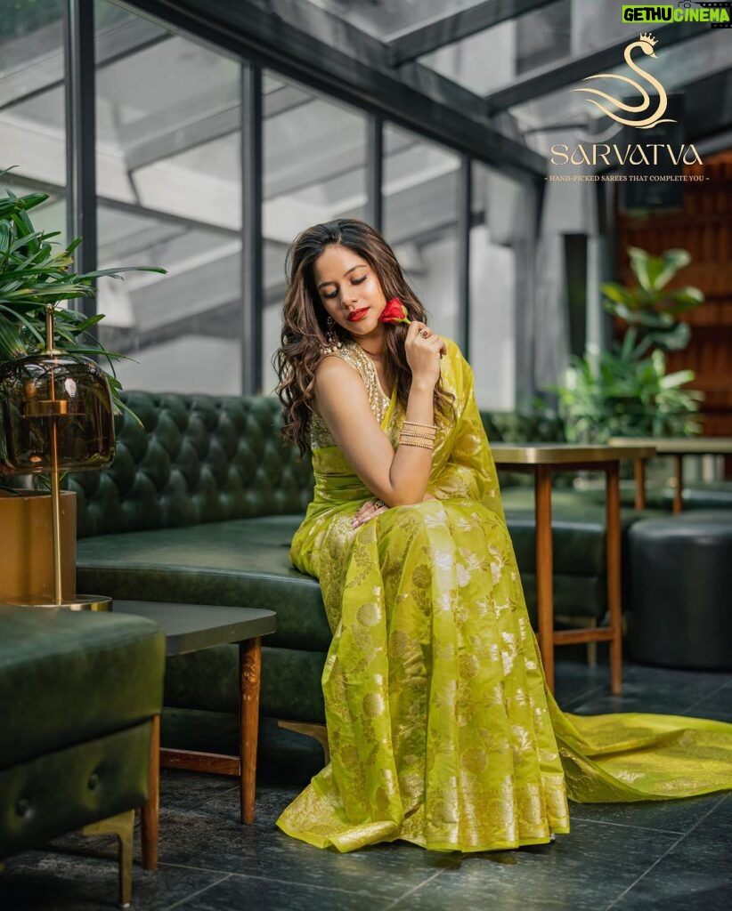 Aishwarya Dutta Instagram - 💛💛💛💛💛💛💛 🦋🦋🦋🦋🦋🦋🦋 Aishwarya dutta collaboration @sarvatva.chennai, a fresh and exciting hand-picked saree and salwar brand, has just launched and is already making waves in the fashion industry. With its exclusive range of handloom sarees and exquisite salwars, it’s taking the saree game to a whole new level. These fabrics are not just trendy but also one-of-a-kind and original, with a perfect blend of tradition and trend. Each saree is crafted with intricate details and a luxurious touch, made by skilled artisans who have honed their craft over generations. From bold, vibrant hues to subtle, understated elegance, Sarvatava has something for everyone. Whether you're looking for a saree for a special occasion or just want to add some glamour to your everyday wardrobe, they have got you covered. What makes me love them even more is that with every purchase, you're not only acquiring a beautiful piece of fabric but also supporting a community of women weavers and their entrepreneurial aspirations. So why settle for ordinary when you can have extraordinary? Embrace the beauty and grace of our traditional clothing with Sarvatava, and experience the magic of a saree like never before. Visit their profile to check out their amazing collection of sarees and DM them your order! @sarvatva.chennai