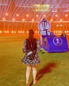 Akasa Instagram - so.. THIS happened. I know it ended with a heartbreak, BUT.. remembering ALL the massive crazy wins through the season, (and focusing only on the fact that I got to perform at the World Cup shush aur kuch nai hua shush 🥹💔) thank you for this opportunity @ipritamofficial ❤️ @jitesh24_ WU HUU! 🫶🏼 • • #worldcup #iccworldcup2023 Narendra Modi Stadium - Ahmedabad