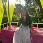 Aksha Pardasany Instagram - Thought of blending in with the forest so the tigers don’t eat me ☘️ #shaadi #wedding #indianwedding #desiwedding #jimcorbett #uttarakhand Jim Corbett Uttarakhand