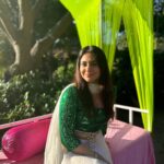 Aksha Pardasany Instagram - Thought of blending in with the forest so the tigers don’t eat me ☘️ #shaadi #wedding #indianwedding #desiwedding #jimcorbett #uttarakhand Jim Corbett Uttarakhand