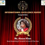Aleeza Khan Instagram – Thankyou to the team – INTERNATIONAL EXCELLENCE AWARDS
❤️❤️ IEA  FOR THE NOMINATION .❤️❤️❤️
Ms.aleeza khan is Nominated – IEA BOOK OF WORLD RECORDs For THE Most promising and Versatile actress 2023. 

Thankyou So much for the consideration.!!!

Looking forward for the gr8 Evening Ahead!!! 

Cheers 🍻🍻🍻🍻 

#awards #ieabookofworldrecords
#actor #actress #award #reward #awardsnight 2023 #cheers #achievement #hardwork #strength #courage. #happiness. #alhumdullilah #totallyblessed