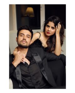 Amruta Deshmukh Instagram - “Someone’s dark fairytale and someone’s twisted fantasy. Together they made magic.” ♥️🖤🪬 • #Engaged #ForeverTogether #18thNovember • Photos by: @shrutisbagwe Hair and MUA: @saurabh_kapade Prasad’s Styling: @tanmay_jangam Wearing: @chetansachala