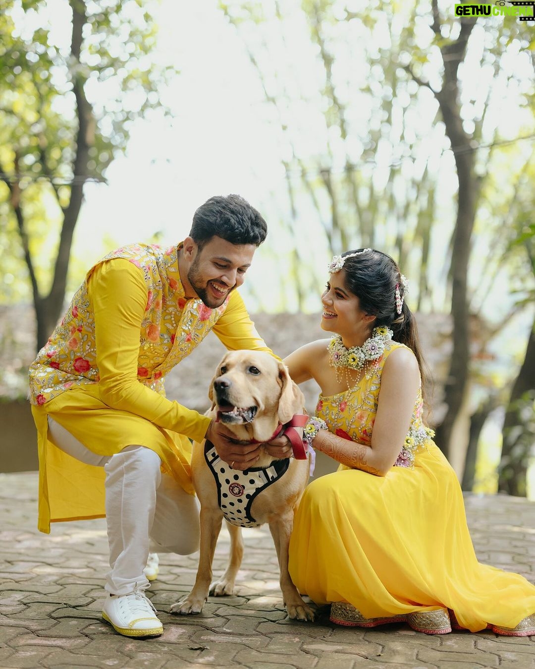 Amruta Deshmukh - 97.6K Likes - Our future so bright 🌞 You gotta need shades 😎
#HaldiScenes #Yellowजीसनमहमआगये
Thank you @designer_kazbee for the brightest Haldi outfits!
•
📸 @surajpatel.in
MUA: @swatighodke_mua_official
Styled by: @tanmay_jangam
Floral jewellery by: @floralart_byanushka
