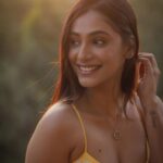 Anukreethy Vas Instagram - When life imitates the golden hour - radiant , warm and full of smiles. 🌅 💛 . Captured by @kilaruness 📸 . #goldenhour #goldenhourmagic #smileandshine #yellow #anukreethyvas #tollywood #tollywoodactress #kollywood #kollywoodcinema #kollywoodactress #photography Hyderabad