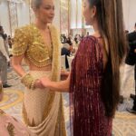 Anusha Dandekar Instagram - It’s true, someone’s inner beauty makes them even more beautiful! @gigihadid all love, so nice to meet you ❤️☀️❤️ #girlcrush 🫠 @nmacc.india 💎