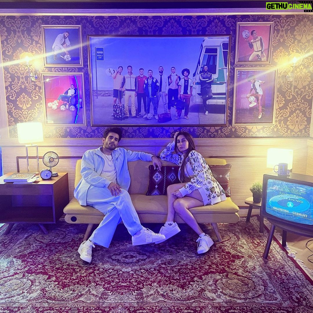 Anusha Dandekar Instagram - If you can’t be at the match live, the couch is the next best seat in the house… luckily I was just posing before I got to the stadium in Qatar! Sooo good! Grateful.☺️ @adidasindia #impossibleisnothing 🤍