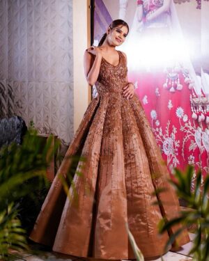 Archana Gautam Instagram - Brown Cinderella look 🤗 
💄MUA , Hair & Styling :- 
@nehaadhvikmahajan 
👗Gown :- @neerusindia