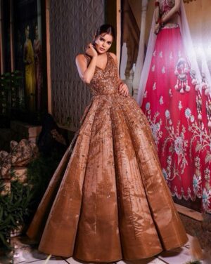 Archana Gautam Instagram - Brown Cinderella look 🤗 
💄MUA , Hair & Styling :- 
@nehaadhvikmahajan 
👗Gown :- @neerusindia