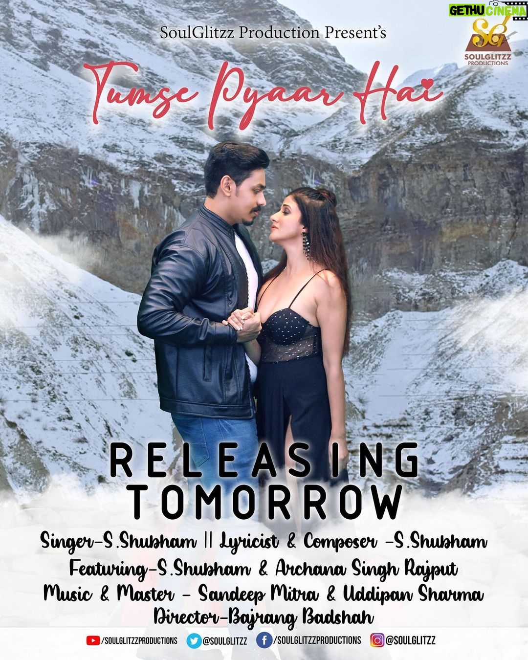 Archana Singh Rajput Instagram - Tumse Pyaar Hai - Releasing Tomorrow Ft. @s.shubham7000 & @rajput_archanasingh Director - @bajrangbadshah Choreographer - @iamrsk_9 SONG - TUMSE PYAAR HAI DIRECTOR - BAJRANG BADSHAH FEATURING - S.SHUBHAM & ARCHANA SINGH RAJPUT SINGER - @s.shubham7000 LYRICIST & COMPOSER - S.SHUBHAM MUSIC DIRECTOR - BAJRANG BADSHAH MUSIC PRODUCTION & ARRANGEMENTS - @sandeepmitraofficial RECORDED AT KRISHNA AUDIO GOREGAON @krishnaaudio @aamirshaikh2095 MIX AND MASTERED - @uddipansharma_ CHOREOGRAPHER - @iamrsk_9 MOTION POSTER - @pixelforestfilmstudio POSTER - Prathamesh EDIT - @mn2.bhatiya MAKE UP & HAIR STYLE- @glitterbytabrezkhan DRONE - PRINCE (KULLU - MANALI) ASSISTANT DIRECTOR - RAHUL KAMBLE ASSISTANT CHOREOGRAPHER - @iamlaxmidaslee ART DIRECTOR - RAJ GHOIL #tumsepyaarhai #sshubham #archanasinghrajput #newsong #newromanticsong #reels #rsk Mumbai - मुंबई