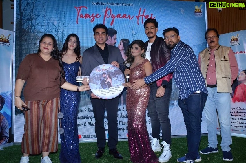 Archana Singh Rajput Instagram - My new album launch “tumse pyar hai” Melodious music memorable people 😊 Link in bio👆🏾 Thx for coming n blessing us Arbaaz khan sir and Ali Asgar sir it was really nice meeting with you all♥️😊 Nd congratulations to my entire team. @arbaazkhanofficial @kingaliasgar @soulglitzz @s.shubham7000 @rajput_archanasingh @bajrangbadshah @iamrsk_9 @iamlaxmidaslee @facestoriesbytabrezkhan Outfit: @boylondonindia @sureshganeshaofficial Makeup nd hair: @makeupbybablu @nainamakeupstudio Mumbai - मुंबई