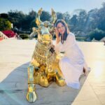 Ariah Agarwal Instagram - Holy cow!!! 🐮 Meet my new friend Nandii 💛😁🕉️ Art of Living International Center, Bengaluru