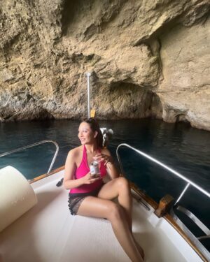 Ariah Agarwal Instagram - Snorkelling in the caves, Water toys in the turquoise ocean, paddle boarding to the corals, sipping cava on the boat deck. All of this with my special girls 🩵
Best day in the water w @takeoffibiza 
.
.
.
Ibiza, Spain.