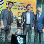 Aryan Khan Instagram - What an awesome looking trophy! Had a great evening at the ILT20 trophy reveal event. Wishing @ilt20official and @adkriders a fantastic inaugural season.