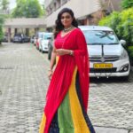 Aswathy Sreekanth Instagram - As colourful as it can be ❤️ 👗 @calico__boutique Jewellery @alameen_fashion_jewels Styling @styledbysavu MUA @mukeshmuralimakeover PC @unaiseadivadu