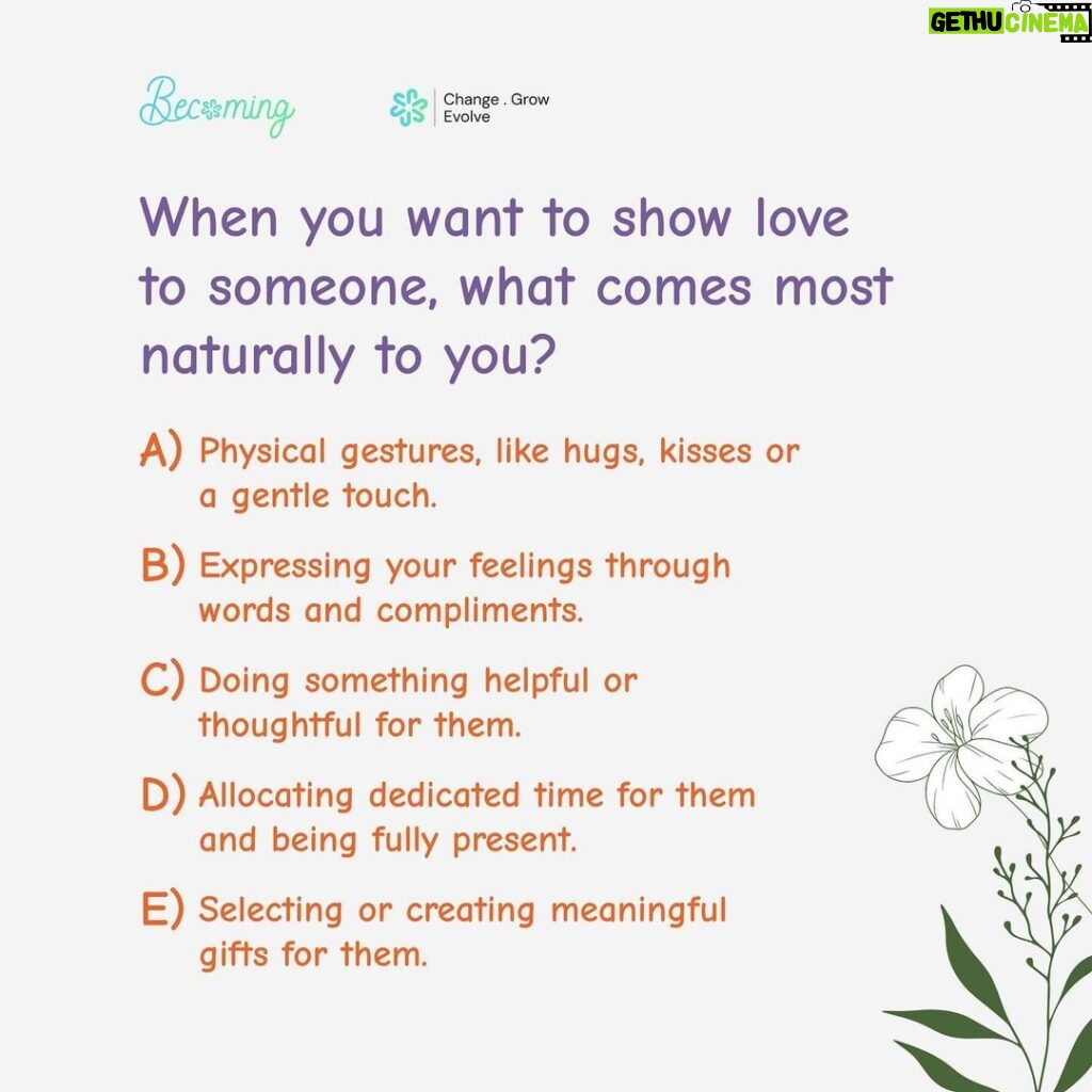 Aswathy Sreekanth Instagram - Whats your primary love language? If most answers are A - physical touch B - words of affirmation C - act of service D - quality time E - sharing gifts #becoming #aware #lovelanguages