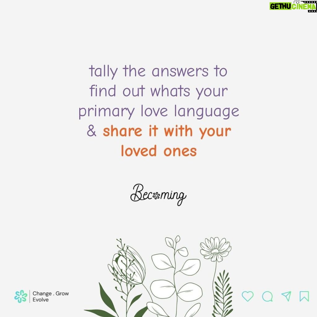 Aswathy Sreekanth Instagram - Whats your primary love language? If most answers are A - physical touch B - words of affirmation C - act of service D - quality time E - sharing gifts #becoming #aware #lovelanguages